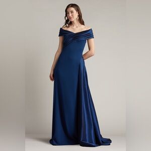 TADASHI SHOJI - ELYSIAN DRAPED OVERLAY TRAIN GOWN